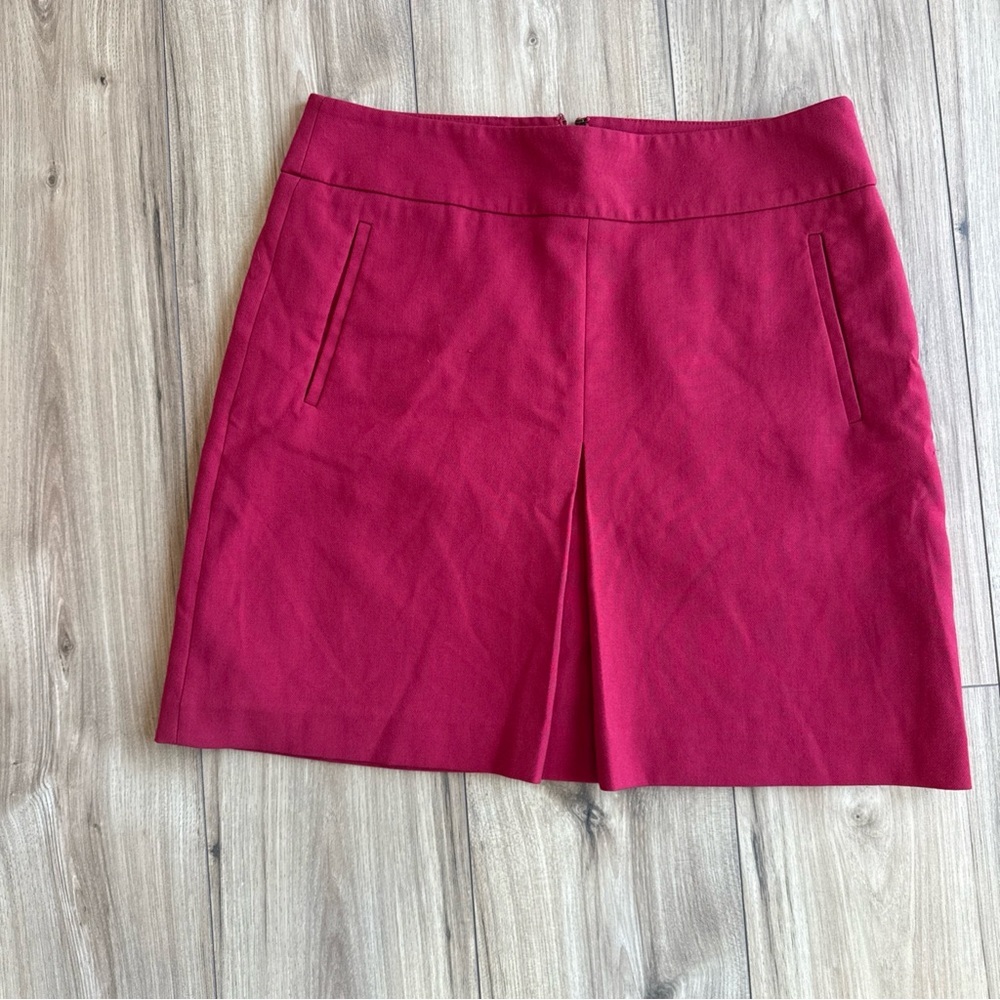 Loft Red Pencil Skirt Size 10 Red Fully Lined Pleated With Pockets Business